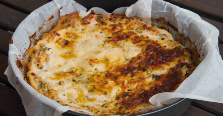 Quiche com base de batata doce